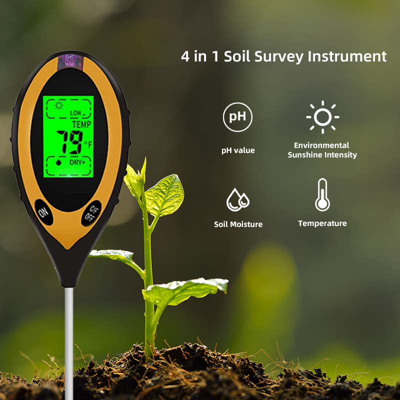 Moisture Meter Plant - 土壌PHメーターテスター 土壌テスター PH水分計 温度太陽光強度測定分析 土壌酸性度テスト 4