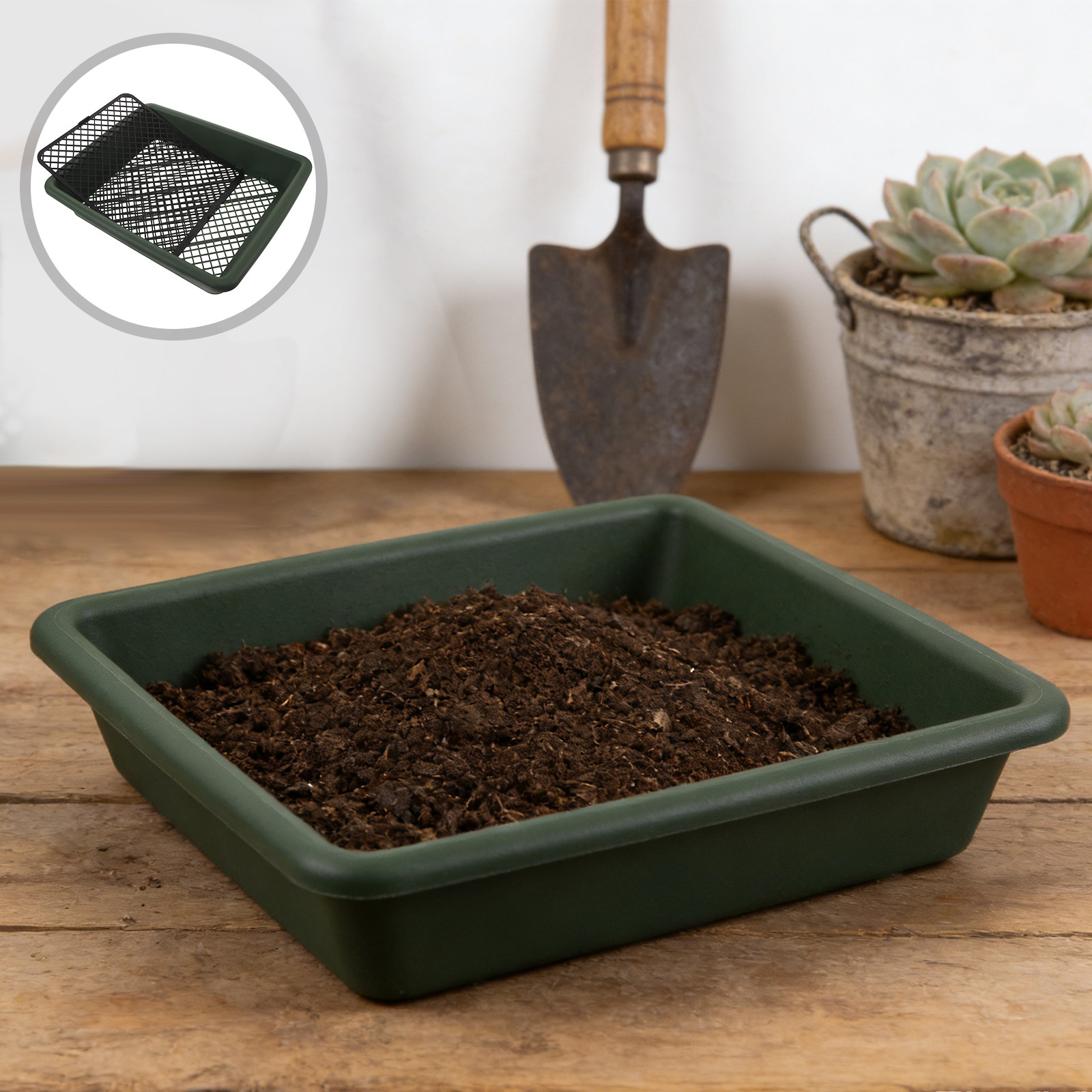 Garden Sieve Soil - 正方形ガーデニングフィルターシーブふるい調整可能な砂土壌ふるい砂土壌砂利選別造園植栽用