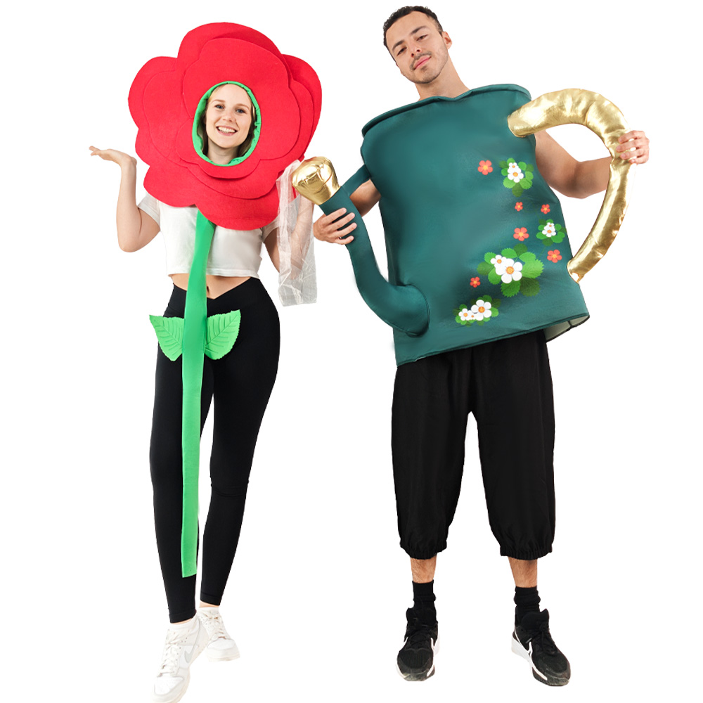 Gardening Tools Women - 2 個のカップル大人用スプリンクラーケトルとフラワースーツハロウィンコスチューム女性と男性ガーデンツールパーティーコスプレイースタープリム