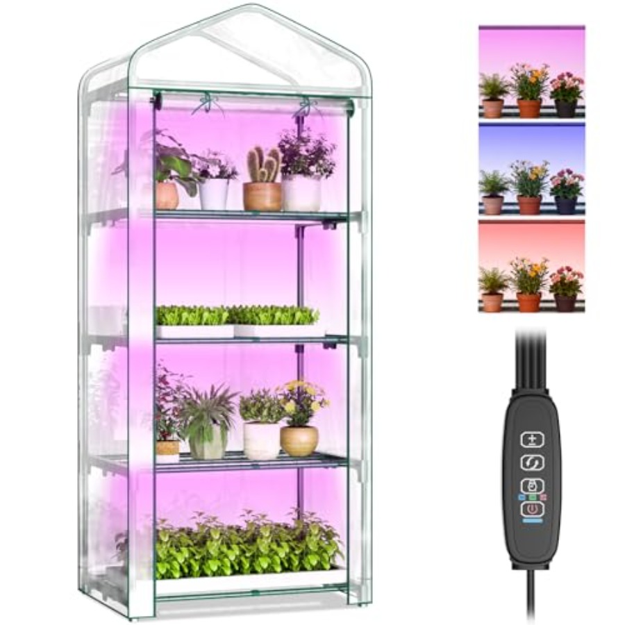 Greenhouse Mini Indoor - 屋内用温室（育成ライト付き）、4段式ミニ温室