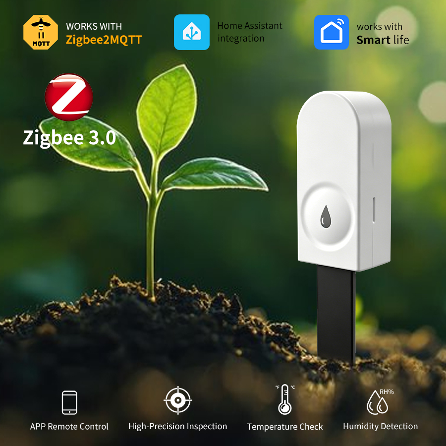 Moisture Meter Plant - スマートZigbee 3.0土壌テスター、植物・庭園用湿度・温度・水分センサー、Home Assistant Zigbee2MQTTと連携可能