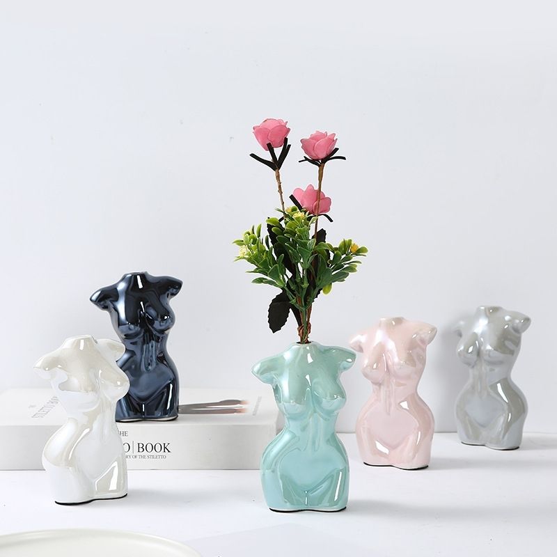 Gardening Tools Women - クリエイティブ女性ボディセラミック花瓶カウンタートップ装飾フィギュアアート彫刻植木鉢卓上花瓶家の装飾新しい