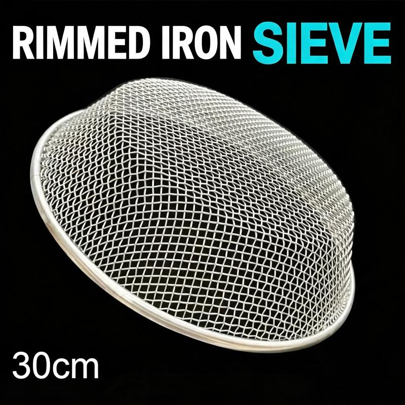 Garden Sieve Soil - 1個 デュアルメッシュ丸型土壌ふるい 13.78インチ ステンレス製 耐久性のあるガーデンふるいツール 家庭菜園用