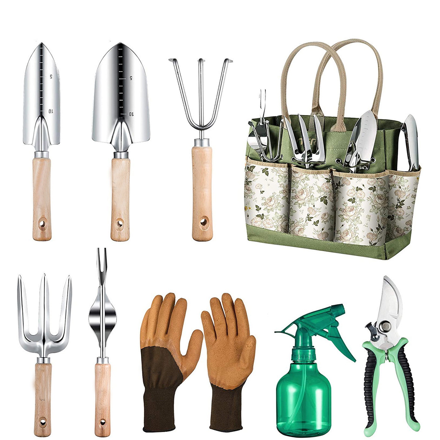 9ピースガーデニングツールセット、頑丈なステンレス鋼製ハンド - Gardening Tools Women のレビューと価格