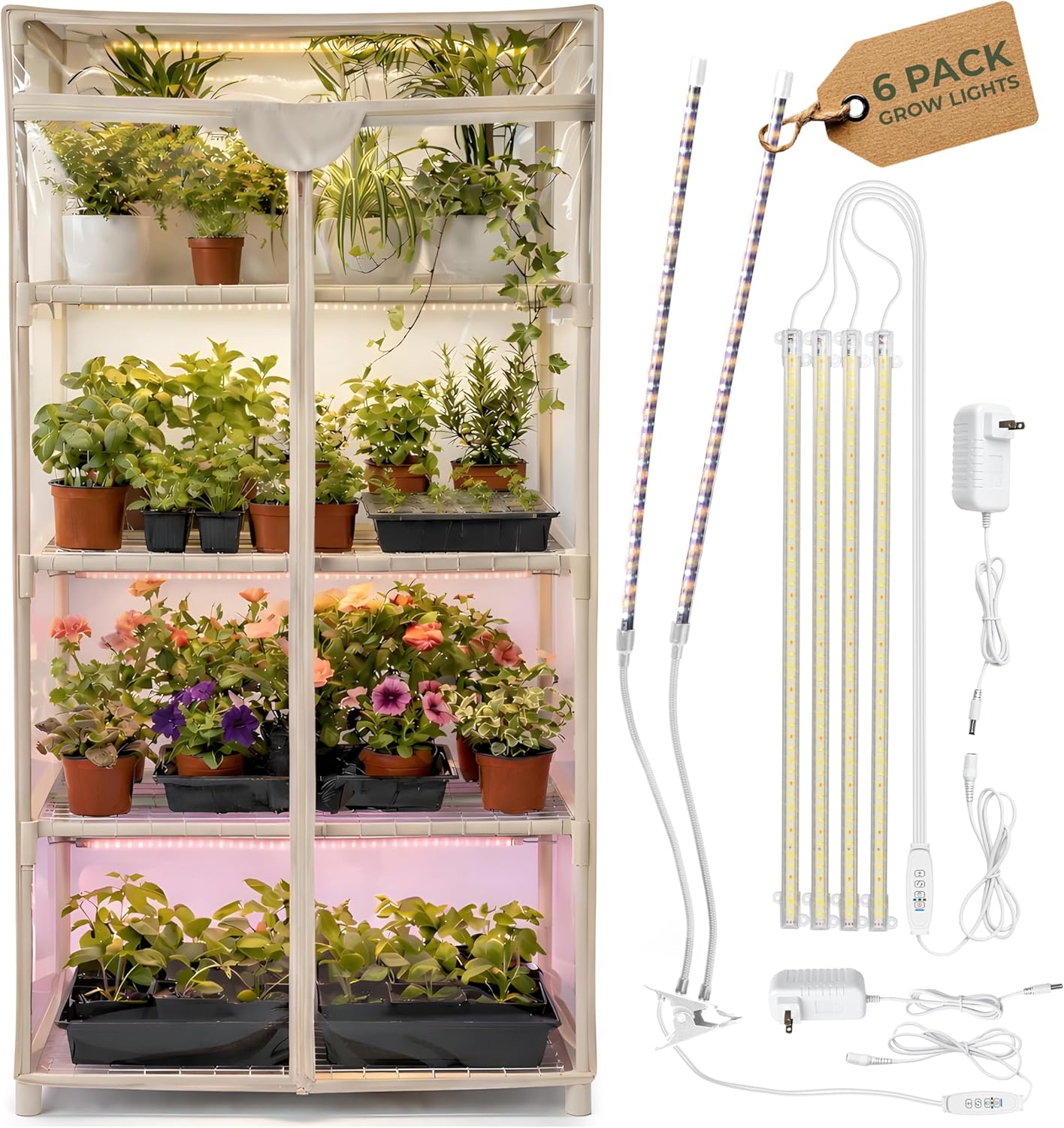 屋内植物栽培用ミニ温室、PVCカバー付き、4段、調光可能なL - Greenhouse Mini Indoor のレビューと価格