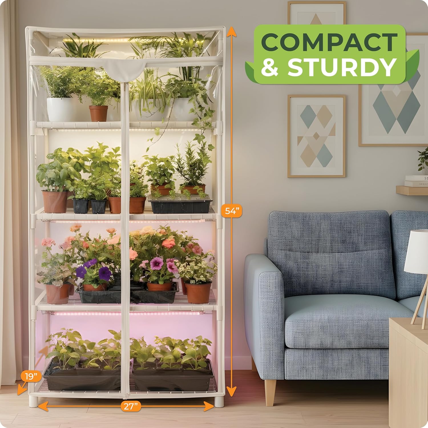 屋内植物栽培用ミニ温室、PVCカバー付き、4段、調光可能なL - Greenhouse Mini Indoor のレビューと価格