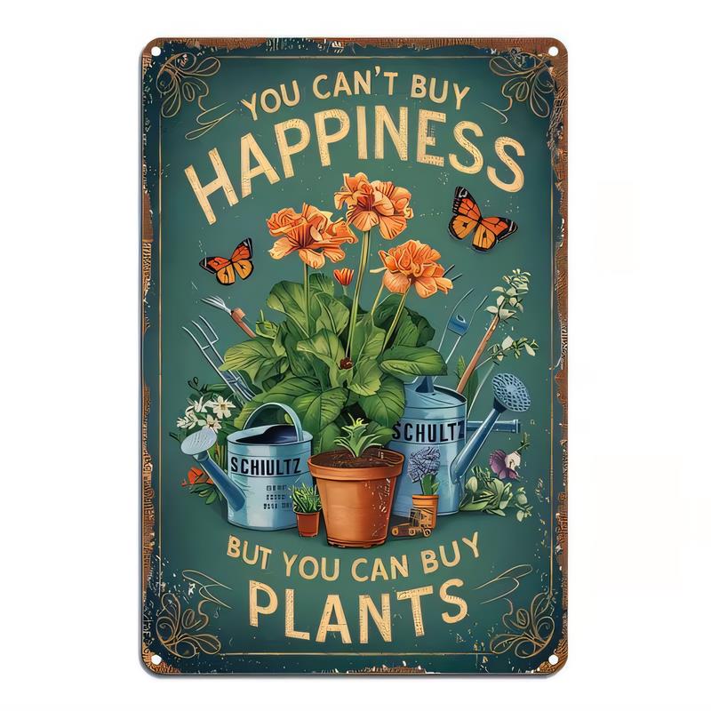 ヴィンテージ風の植物をテーマにした金属製のサイン。レトロな青 - Gardening Tools Vintage のレビューと価格