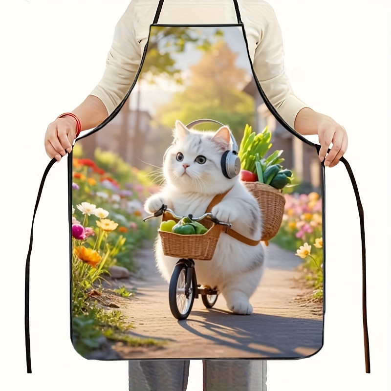 愛らしい太った猫の自転車柄のキッチンエプロン 1枚 - 男性 - Gardening Tools Women のレビューと価格