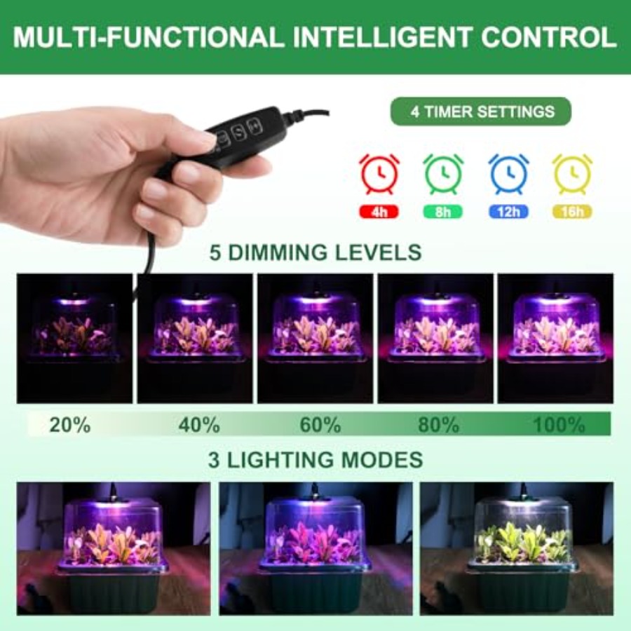 ライト付き種子スタータートレイ6パック、植物スタータートレイ - Greenhouse Mini Indoor のレビューと価格