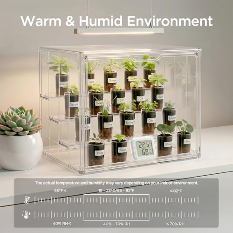 屋内卓上ミニ温室、小型植物育苗用、透明プラスチック製、磁気ド - Greenhouse Mini Indoor のレビューと価格