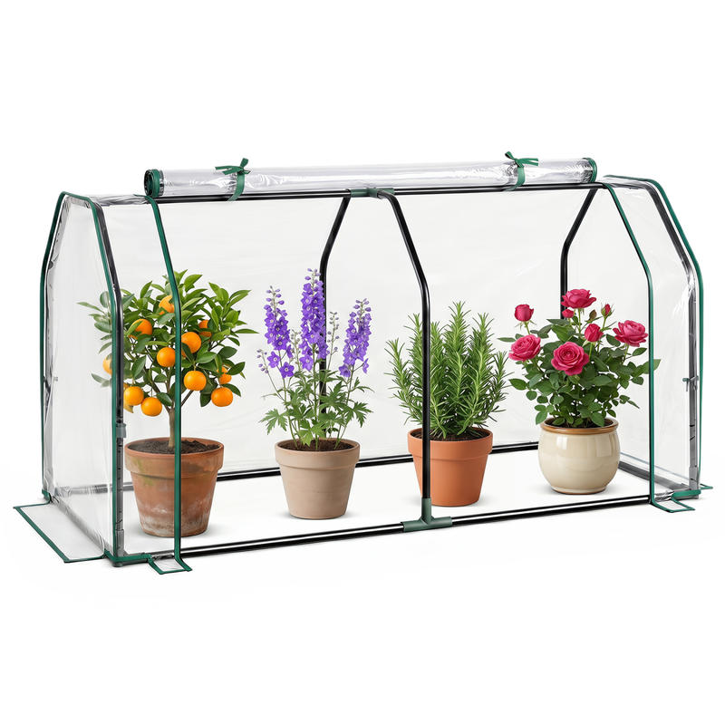 ジッパー付きドア付きポータブルミニ温室、PEカバー付きウォー - Greenhouse Mini Indoor のレビューと価格