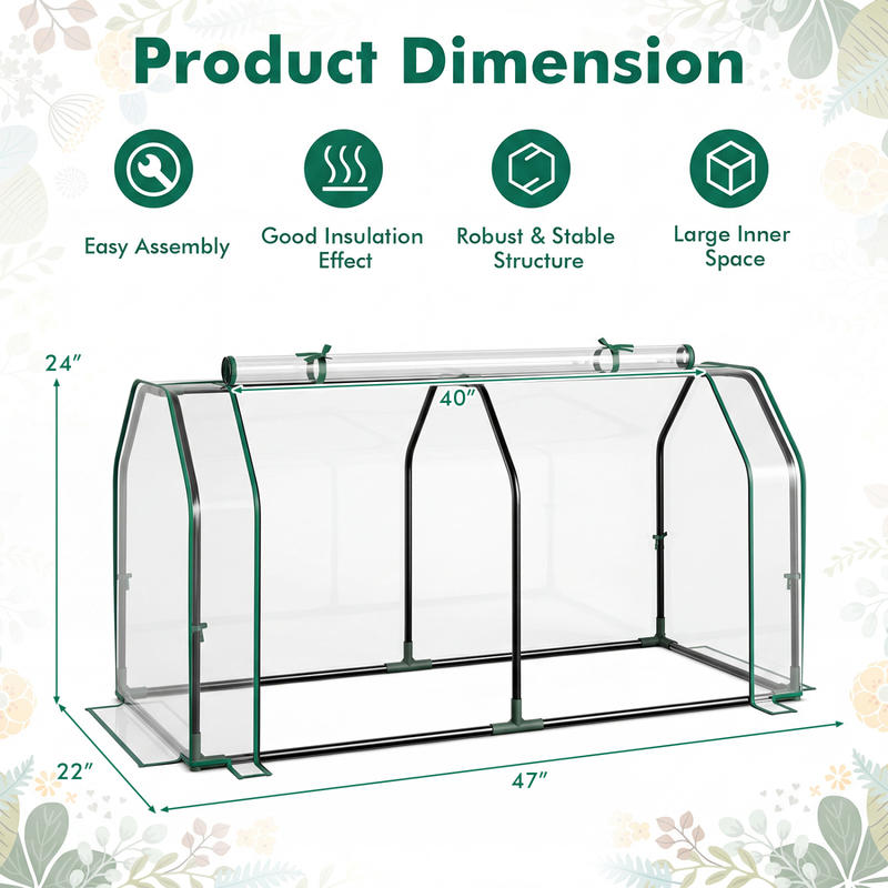 ジッパー付きドア付きポータブルミニ温室、PEカバー付きウォー - Greenhouse Mini Indoor のレビューと価格