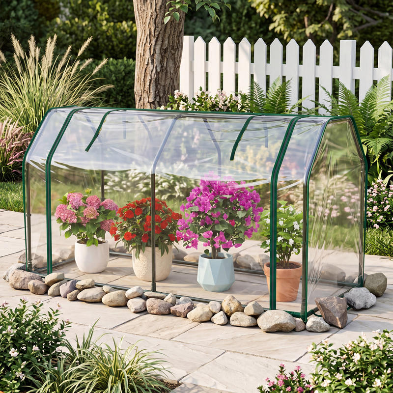 ジッパー付きドア付きポータブルミニ温室、PEカバー付きウォー - Greenhouse Mini Indoor のレビューと価格