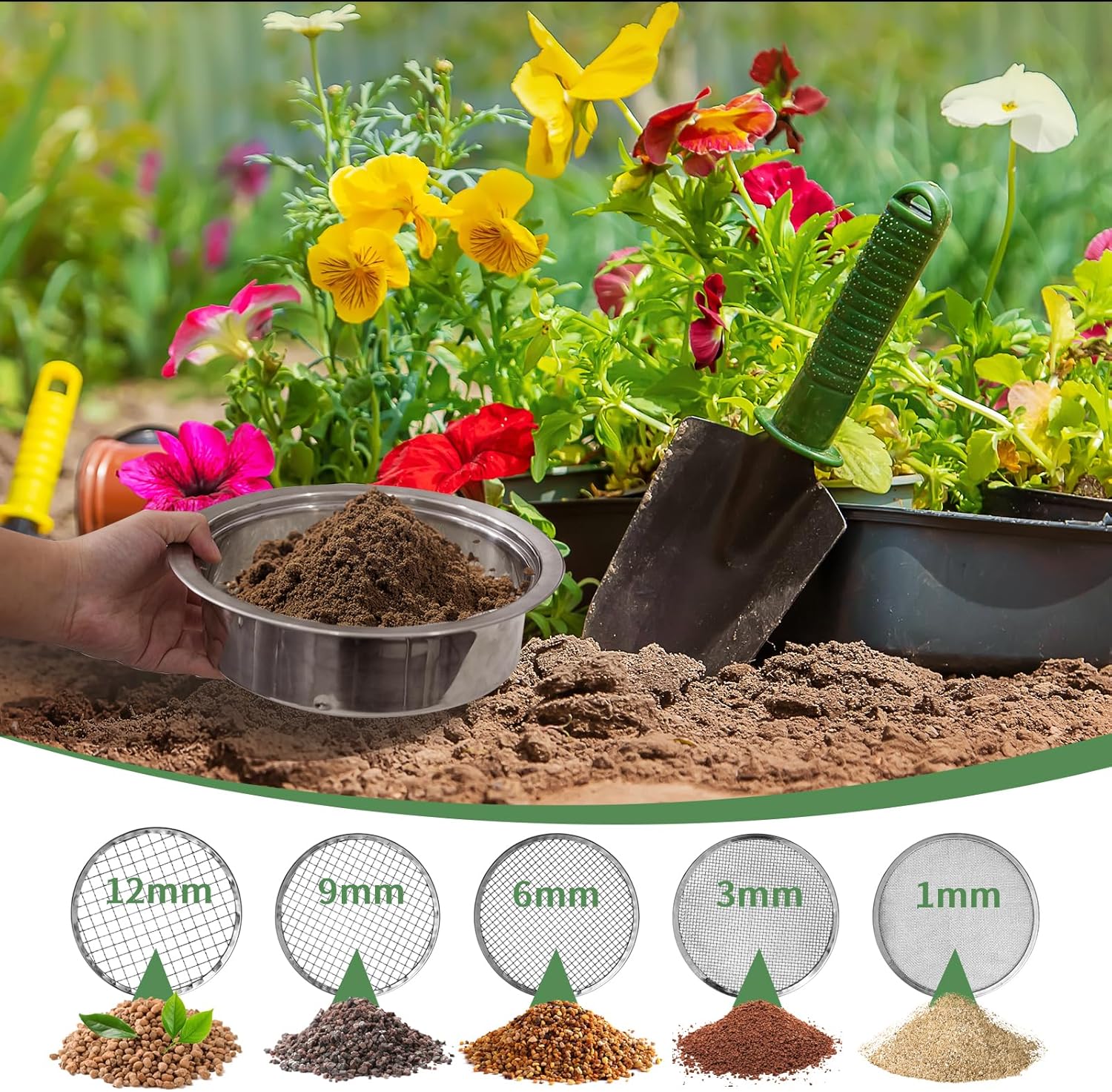 土壌ふるいセット ガーデン土壌ふるい ステンレス鋼メッシュふ - Garden Sieve Soil のレビューと価格