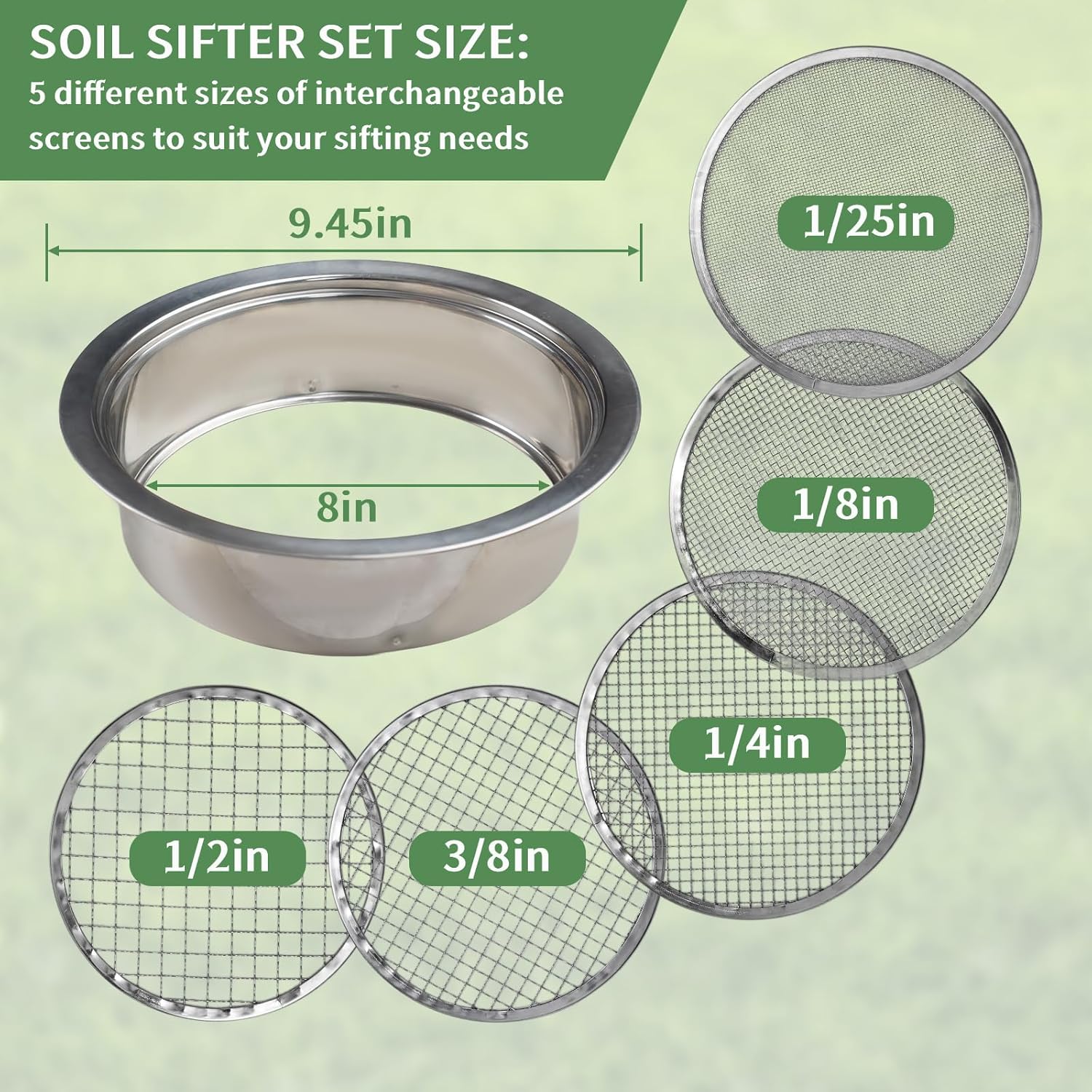土壌ふるいセット ガーデン土壌ふるい ステンレス鋼メッシュふ - Garden Sieve Soil のレビューと価格