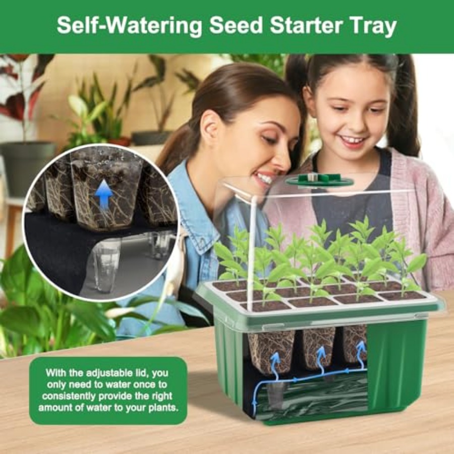 ライト付き種まきトレイ、6パック植物育成トレイ、湿度ドーム付 - Greenhouse Mini Indoor のレビューと価格