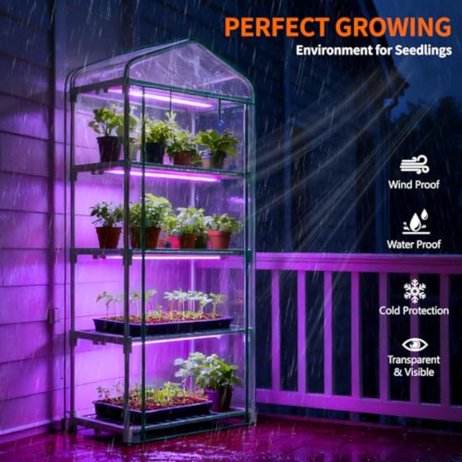 屋内用温室（育成ライト付き）、4段式ミニ温室 - Greenhouse Mini Indoor のレビューと価格