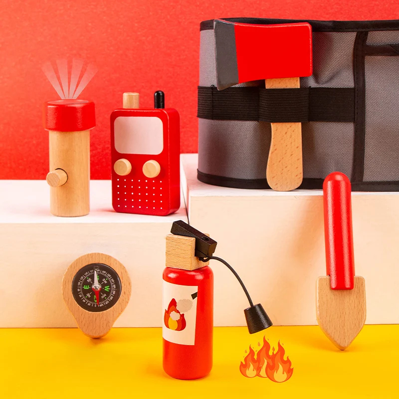 木製キッズシミュレーションツール消防士ウエストバッグセットご - Gardening Tools For Kids のレビューと価格