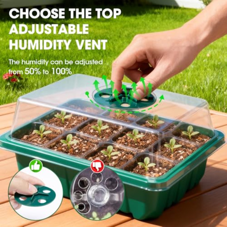 5パックの種子スタータートレイ（湿度ドーム付き）、透明な排水 - Greenhouse Mini Indoor のレビューと価格