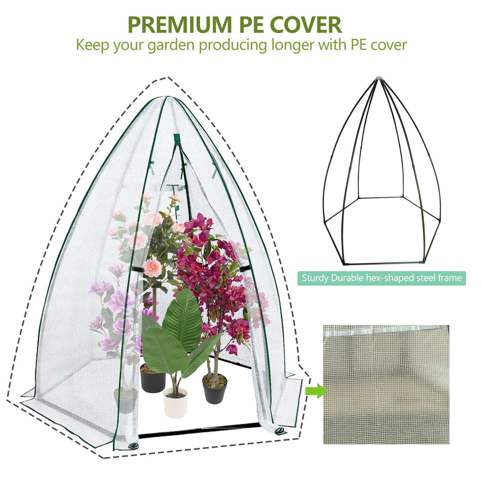 54x54x71ミニ六角形温室、ポータブルウォークイン温室、 - Greenhouse Mini Indoor のレビューと価格