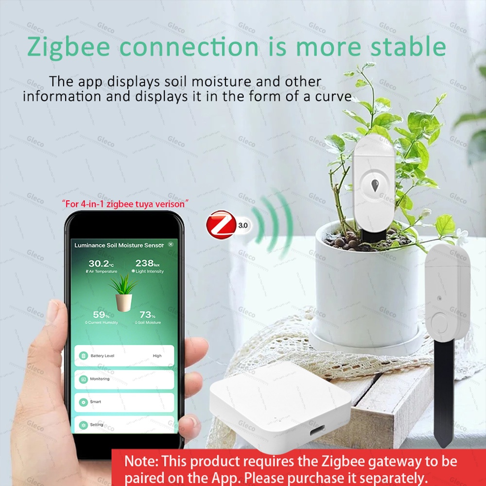 Zigbee 土壌センサー水分温度湿度計肥沃度光テスター T - Moisture Meter Plant のレビューと価格